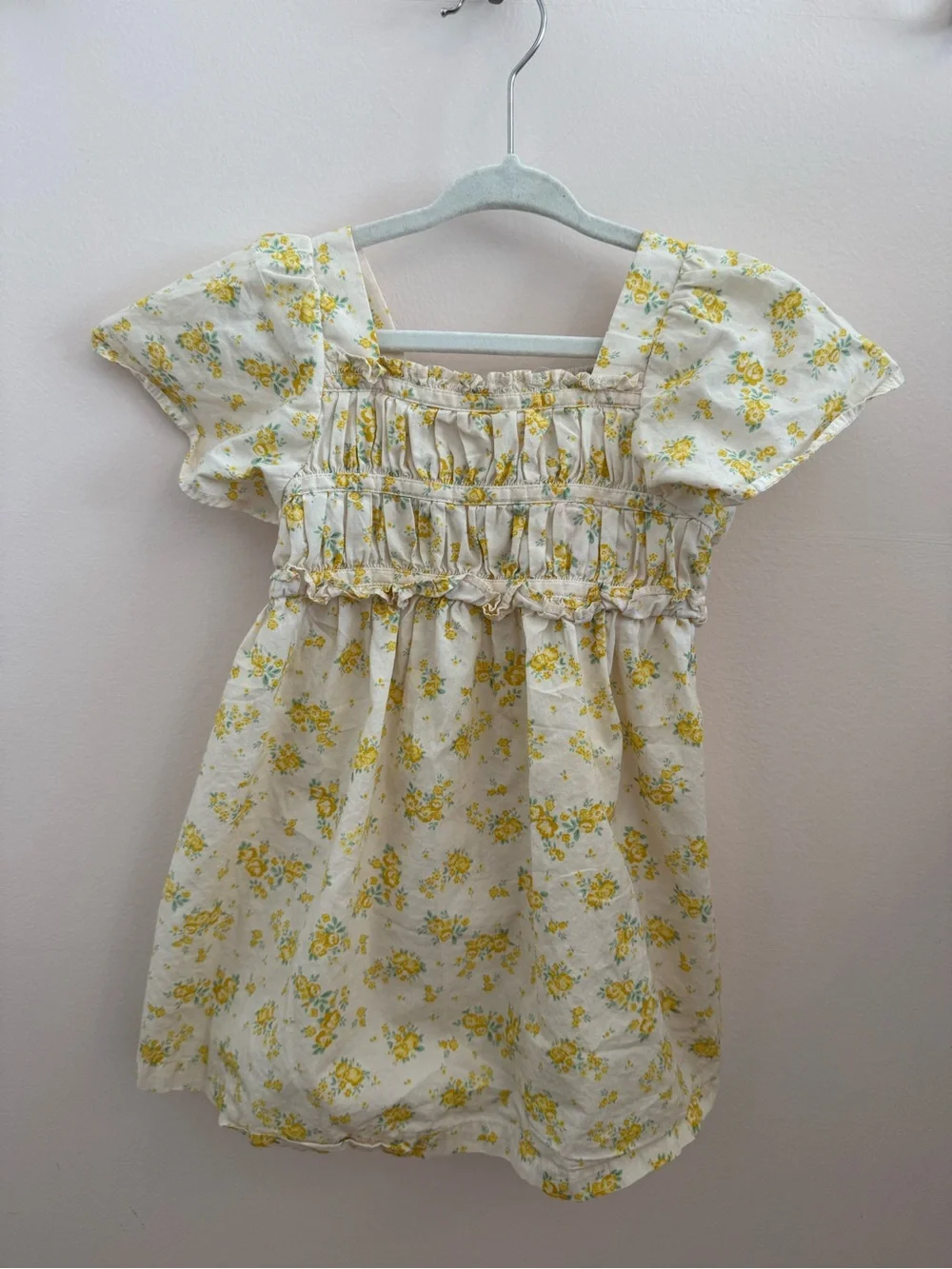 Zara kids Girls Floral Smocked Sundress - Yellow & Cream